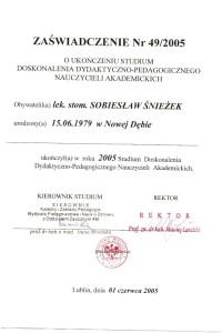 Ukończone kursy, dyplomy, zaświadczenia, certyfikaty: